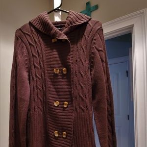 Brown Long Hoody Sweater